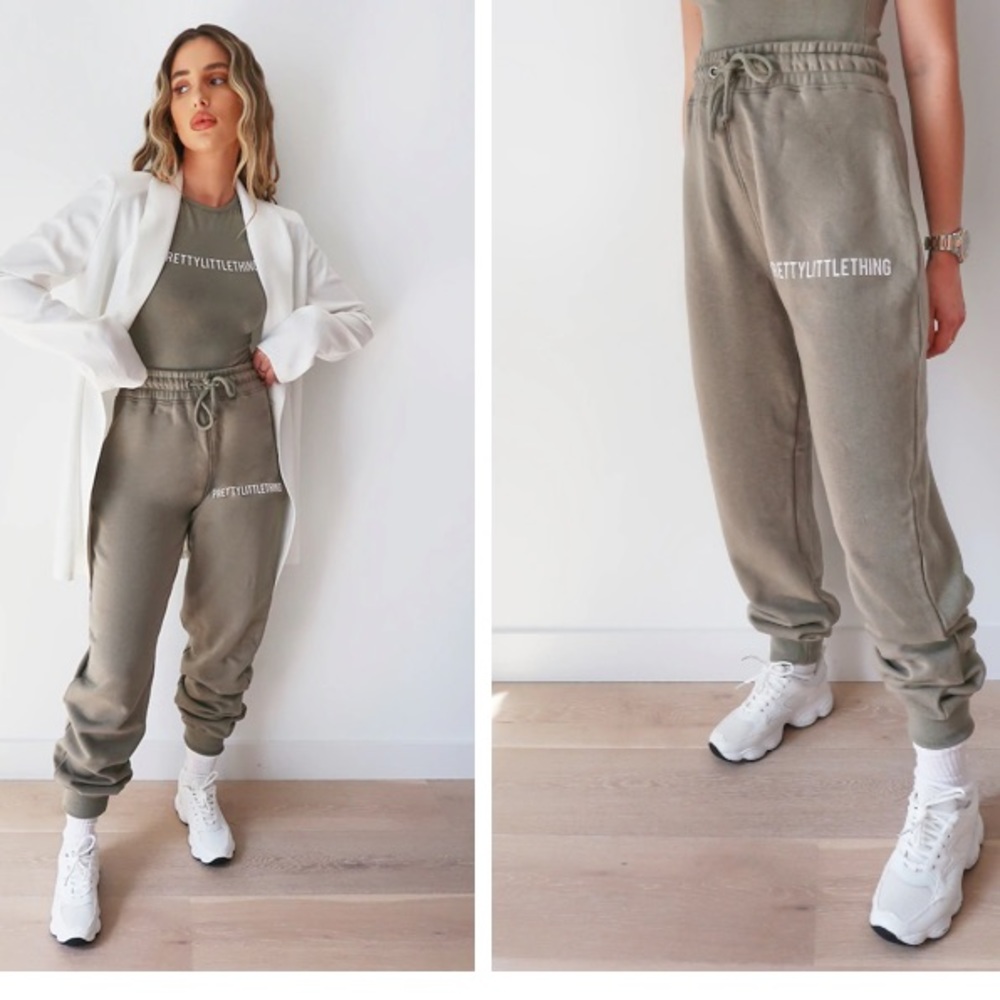 Pretty Little Thing Sage Khaki High Waisted Jogger